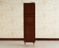 Boston Wooden Rattan Cane Tall Bar Cabinet with Storage Brown Finish