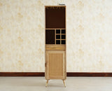 Boston Wooden Rattan Cane Tall Bar Cabinet with Storage Natural Finish