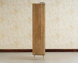 Boston Wooden Rattan Cane Tall Bar Cabinet with Storage Natural Finish
