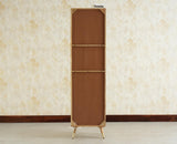 Boston Wooden Rattan Cane Tall Bar Cabinet with Storage Natural Finish
