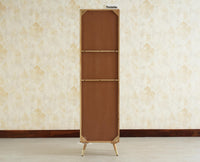 Boston Wooden Rattan Cane Tall Bar Cabinet with Storage Natural Finish