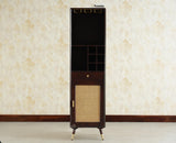 Boston Wooden Rattan Cane Tall Bar Cabinet with Storage Grey Finish