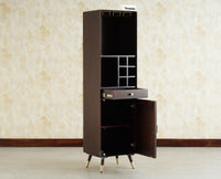 Boston Wooden Rattan Cane Tall Bar Cabinet with Storage Grey Finish