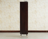 Boston Wooden Rattan Cane Tall Bar Cabinet with Storage Grey Finish