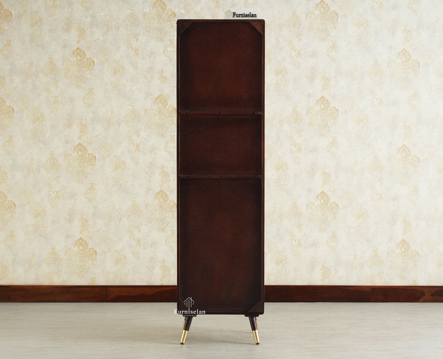 Boston Wooden Rattan Cane Tall Bar Cabinet with Storage Grey Finish