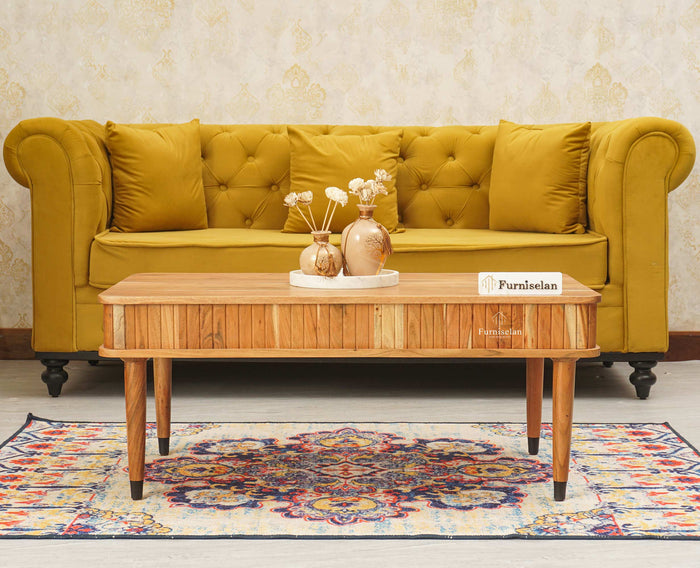 Eiffel Solid Wood Coffee Table - Coffee Table - Furniselan - Natural Finish