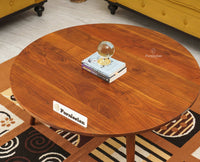 Pearl Solid Wood Round Coffee Table Furniselan - Brown-Finish