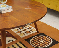 Pearl Solid Wood Round Coffee Table Furniselan - Brown-Finish