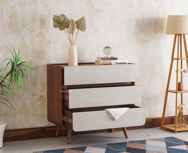 Mexico Solid Wood Three Drawers Storage Chest of Drawer - Furniselan - Brown-Finish