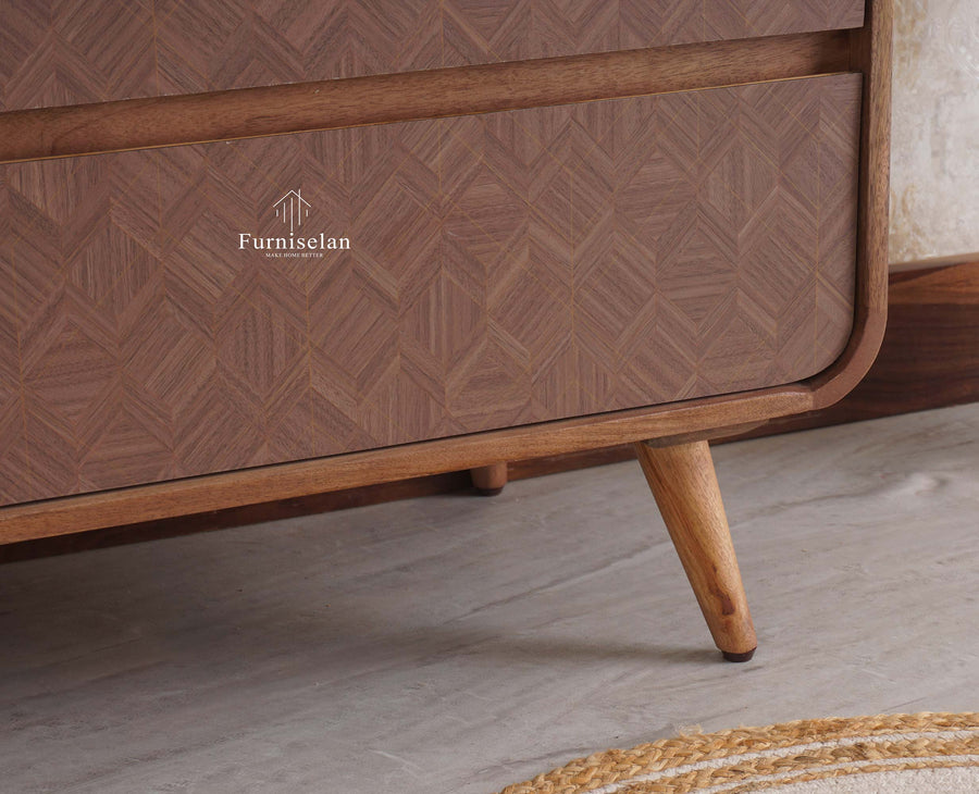 Mexico Solid Wood Three Drawers Storage Chest of Drawer Furniselan - Natural-Oak-Finish
