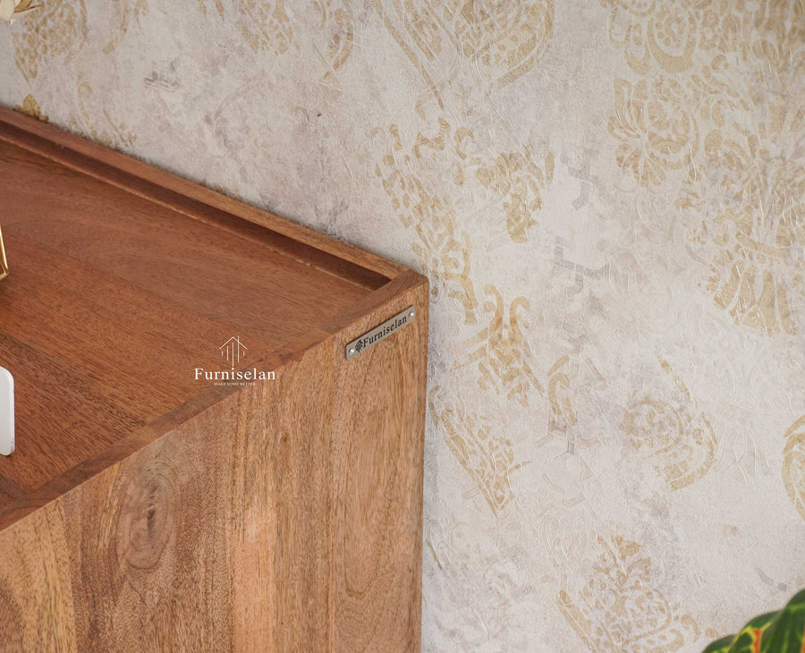 Mexico Solid Wood Three Drawers Storage Chest of Drawer Furniselan - Natural-Oak-Finish