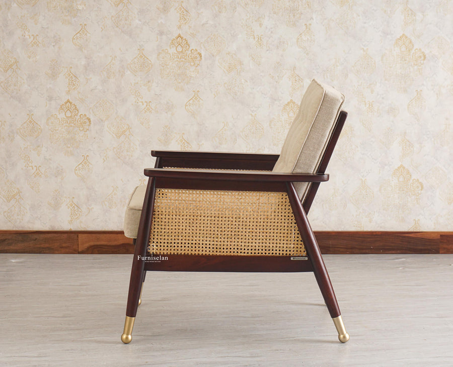 Boston Chester Wooden Rattan Arm Chair Furniselan - Grey-Finish