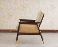 Boston Chester Wooden Rattan Arm Chair Furniselan - Grey-Finish