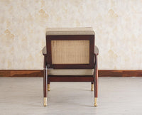 Boston Chester Wooden Rattan Arm Chair Furniselan - Grey-Finish