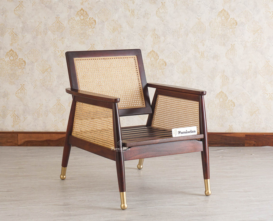 Boston Chester Wooden Rattan Arm Chair Furniselan - Grey-Finish