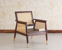 Boston Chester Wooden Rattan Arm Chair Furniselan - Grey-Finish