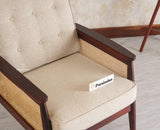 Boston Chester Wooden Rattan Arm Chair Furniselan - Grey-Finish