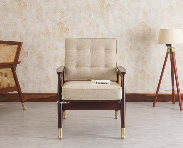 Boston Chester Wooden Rattan Arm Chair Furniselan - Grey-Finish