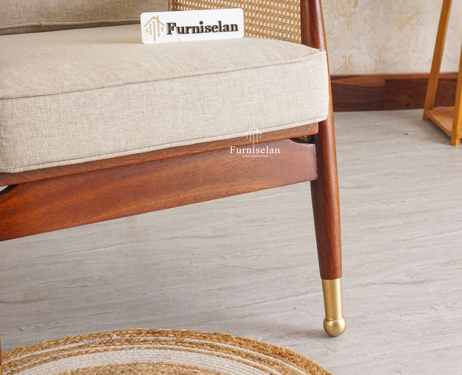 Boston Chester Wooden Rattan Arm Chair - Dining Chair - Furniselan - Brown Finish