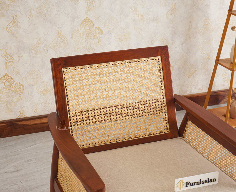 Boston Chester Wooden Rattan Arm Chair - Dining Chair - Furniselan - Brown Finish