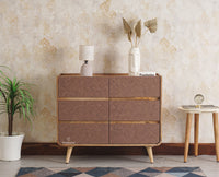 Mexico Solid Wood Six Drawers Storage Chest of Drawer Furniselan - Natural-Oak-Finish
