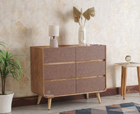 Mexico Solid Wood Six Drawers Storage Chest of Drawer Furniselan - Natural-Oak-Finish