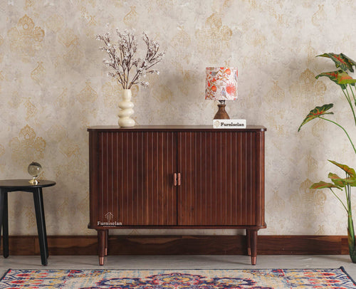 Eiffel Solid Wood Two Door Sideboard Cabinet Furniselan - Grey-Finish