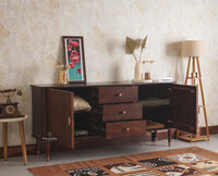 Eiffel Solid Wood Sideboard Cabinet Two Doors and Three Drawers Furniselan - Grey-Finish
