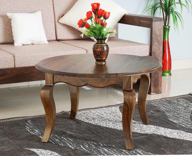 Denmark Sheesham Wood Round Coffee Table Furniselan - Teak-Finish