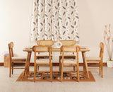 Boston Solid Wood Rattan Cane Dining Table Six Seater Set Furniselan Natural-Finish