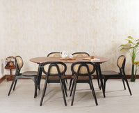 Antilia Solid Wood Six Seater Dining set with Six Chairs - Dining Set - Furniselan - Black-Finish