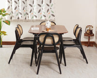 Antilia Solid Wood Six Seater Dining set with Six Chairs - Dining Set - Furniselan - Black-Finish