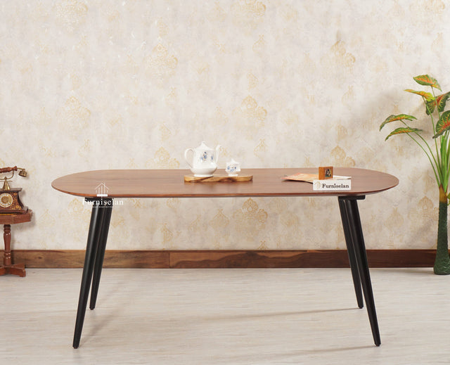 Antilia Solid Wood Six Seater Dining Table - Dining Set - Furniselan - Black Finish