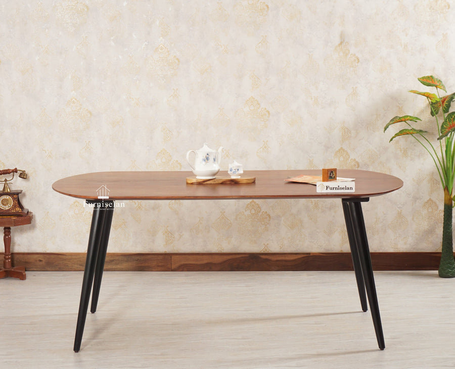 Antilia Solid Wood Six Seater Dining Table - Dining Set - Furniselan - Black Finish