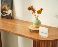 Elara Solid Wood Fluted Column Console Table for Living Room, Hallway & Entryway - Natural Oak Finish