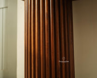 Elara Solid Wood Fluted Column Console Table for Living Room, Hallway & Entryway - Teak Finish

