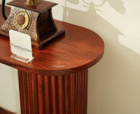 Elara Solid Wood Fluted Column Console Table for Living Room, Hallway & Entryway - Brown Finish
