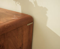 NewYork Wooden Rattan Cane Two Door Sideboard With Three Drawers - Natural Oak Finish
