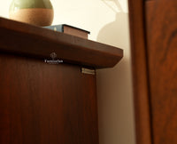 Boston Wooden Rattan Cane Study Laptop Table Desk with Two Drawer and One Door With Chair Brown Finish