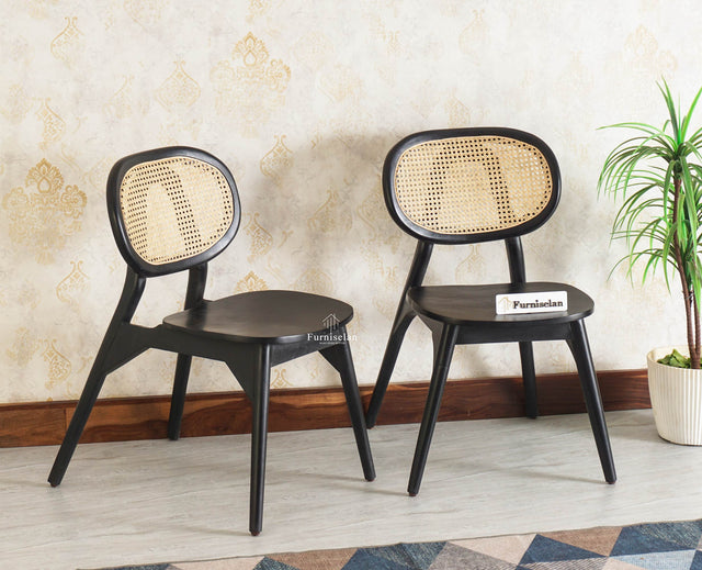 Antilia Solid Wood Dining Chair Set of two - Dining Chair - Furniselan - Black-Finish