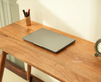 Boston Wooden Rattan Cane Study Laptop Table Desk with Two Drawer and One Door With Chair Natural Oak Finish