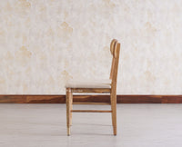 Boston Wooden Rattan Cane Dining Table Six  Seater with Backrest Bench Natural Finish