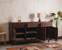 Bressels Solid Wood Three Door and Drawer Storage Cabinet Sideboard Furniselan - Grey-Finish