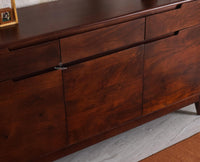 Bressels Solid Wood Three Door and Drawer Storage Cabinet Sideboard Furniselan - Grey-Finish