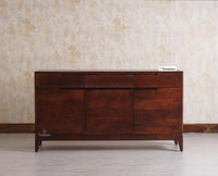 Bressels Solid Wood Three Door and Drawer Storage Cabinet Sideboard Furniselan - Grey-Finish