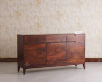Bressels Solid Wood Three Door and Drawer Storage Cabinet Sideboard Furniselan - Grey-Finish