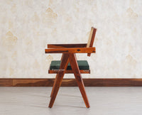 Bristol Sheesham wood Rattan Arm Chair - Dining Chair - Furniselan  - Maple-Finish