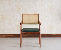 Bristol Sheesham wood Rattan Arm Chair - Dining Chair - Furniselan  - Maple-Finish