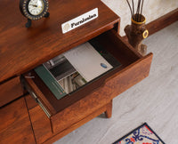 Bressels Solid Wood Three Door and Drawer Storage Cabinet Sideboard Furniselan - Brown-Finish