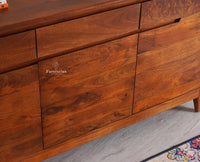 Bressels Solid Wood Three Door and Drawer Storage Cabinet Sideboard Furniselan - Brown-Finish